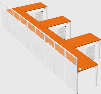 Shared l-shaped cubicle