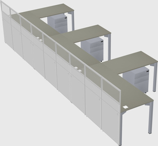 Shared l-shaped cubicle