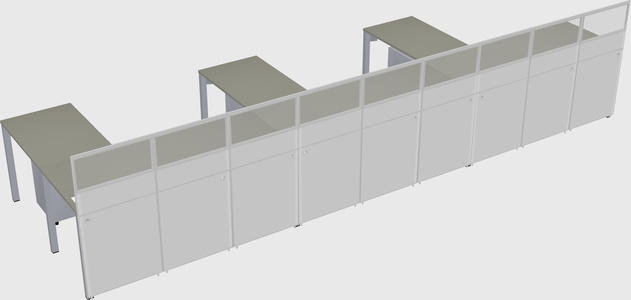 Shared l-shaped cubicle