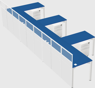 Shared l-shaped cubicle