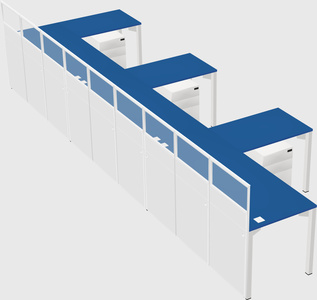 Shared l-shaped cubicle