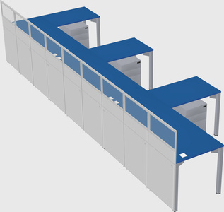 Shared l-shaped cubicle