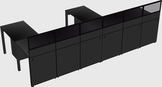 Shared l-shaped cubicle
