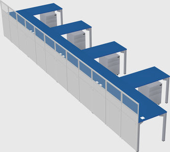 Shared l-shaped cubicle