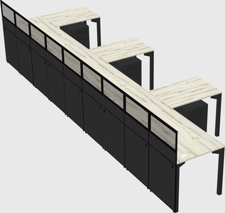 Shared l-shaped cubicle