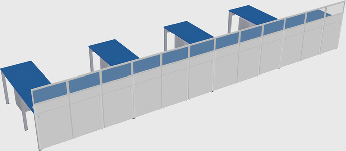 Shared l-shaped cubicle