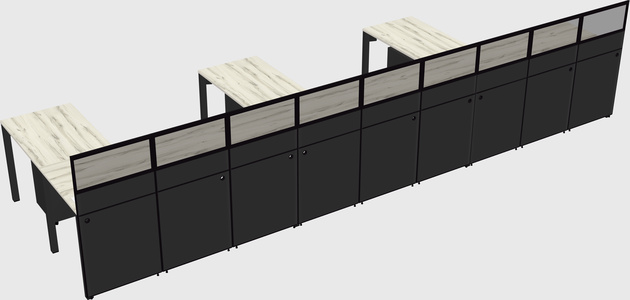 Shared l-shaped cubicle