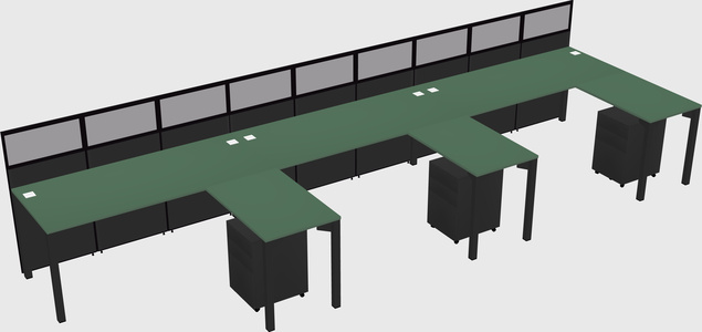 Shared l-shaped cubicle