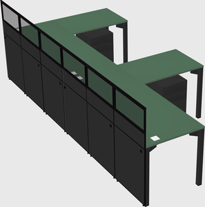 Shared l-shaped cubicle