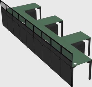 Shared l-shaped cubicle