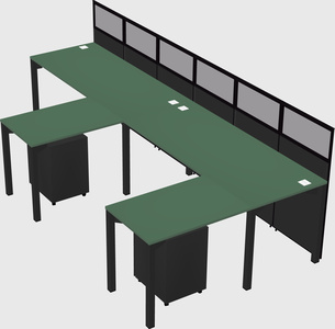 Shared l-shaped cubicle