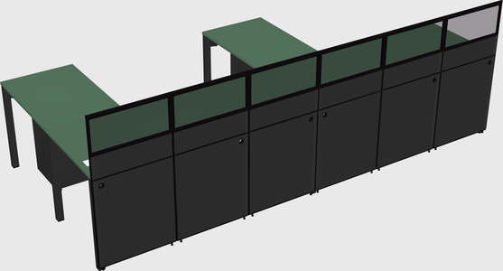 Shared l-shaped cubicle