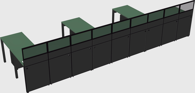 Shared l-shaped cubicle