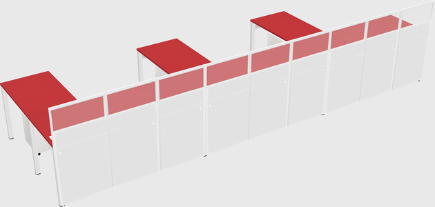Shared l-shaped cubicle