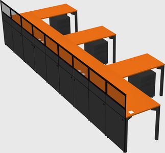 Shared l-shaped cubicle