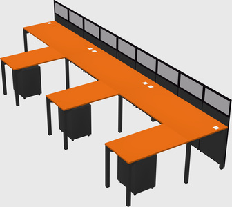 Shared l-shaped cubicle
