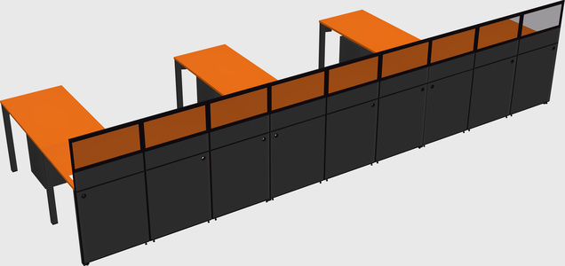 Shared l-shaped cubicle