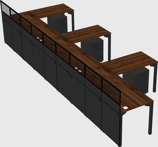 Shared l-shaped cubicle