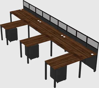 Shared l-shaped cubicle