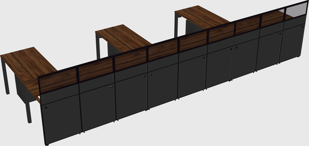 Shared l-shaped cubicle