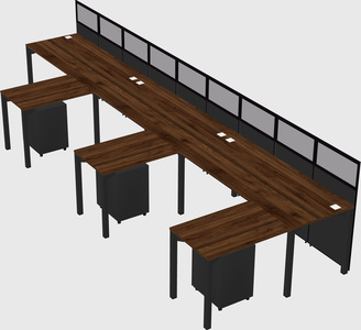 Shared l-shaped cubicle