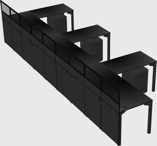 Shared l-shaped cubicle
