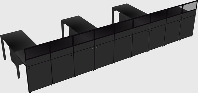 Shared l-shaped cubicle