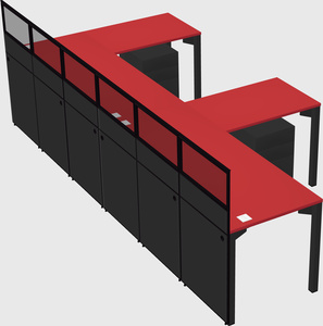 Shared l-shaped cubicle