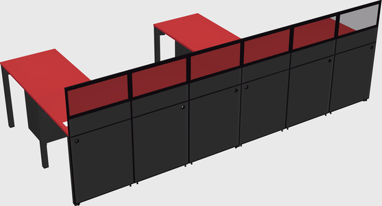 Shared l-shaped cubicle