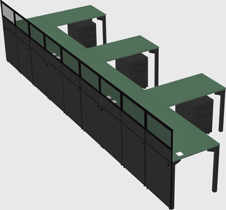 Shared l-shaped cubicle