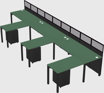 Shared l-shaped cubicle