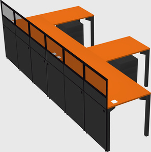 Shared l-shaped cubicle