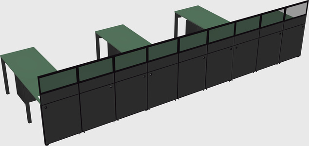 Shared l-shaped cubicle