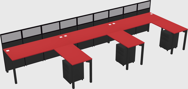 Shared l-shaped cubicle