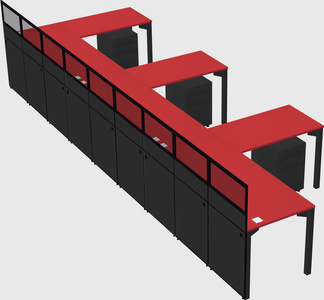 Shared l-shaped cubicle