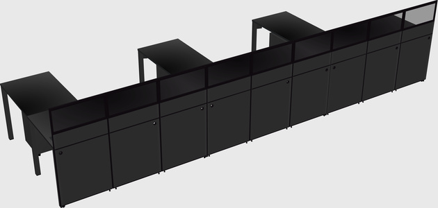 Shared l-shaped cubicle
