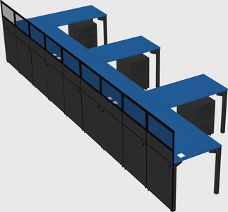 Shared l-shaped cubicle