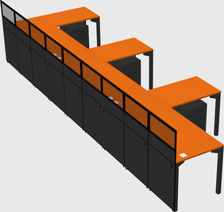 Shared l-shaped cubicle