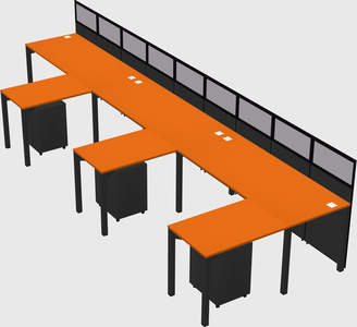 Shared l-shaped cubicle