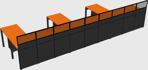 Shared l-shaped cubicle