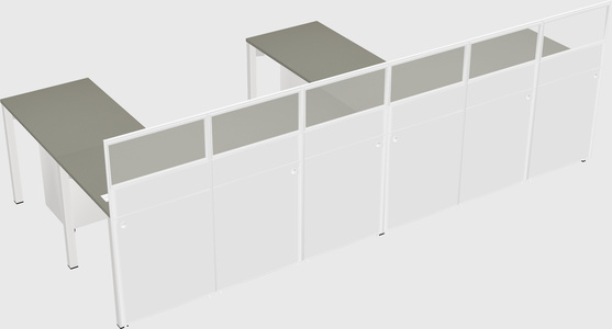 Shared l-shaped cubicle