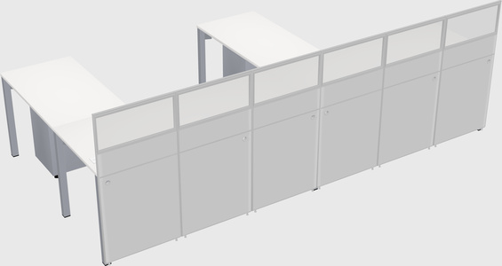 Shared l-shaped cubicle