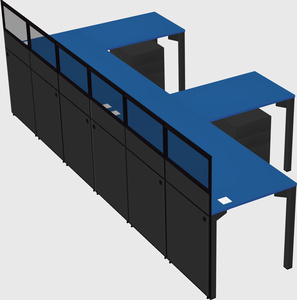 Shared l-shaped cubicle