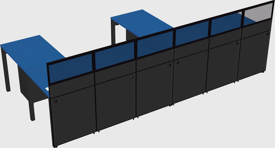 Shared l-shaped cubicle