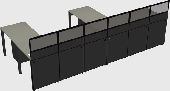 Shared l-shaped cubicle