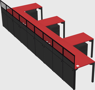 Shared l-shaped cubicle