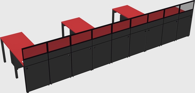 Shared l-shaped cubicle