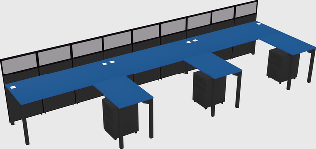 Shared l-shaped cubicle