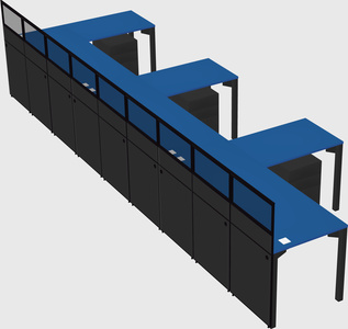 Shared l-shaped cubicle