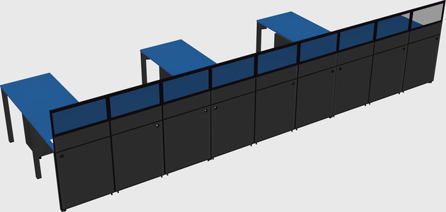 Shared l-shaped cubicle